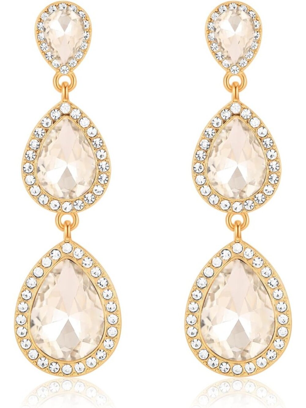 Glam Vintage Rhinestone Teardrop Dangle Earrings - Statement Jewelry Accessory